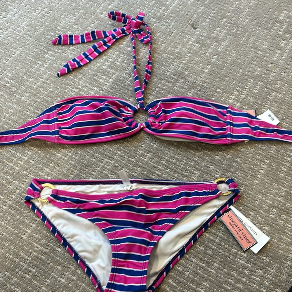 Vineyard vines swim women’s ring bottom sea stripe aurora bathing suit